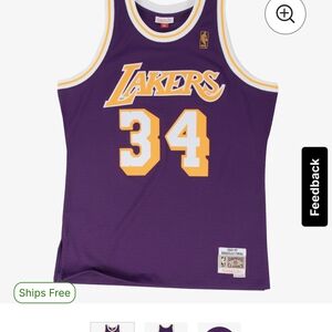 Mitchell & Ness Purple Lakers Jersey with Yellow Accents